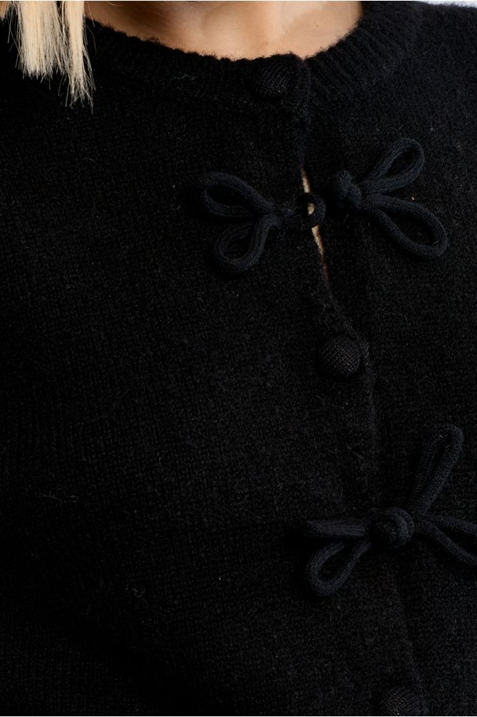 Plain cardigan, with bows