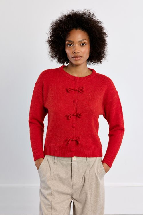 Cardigan uni, à nœuds