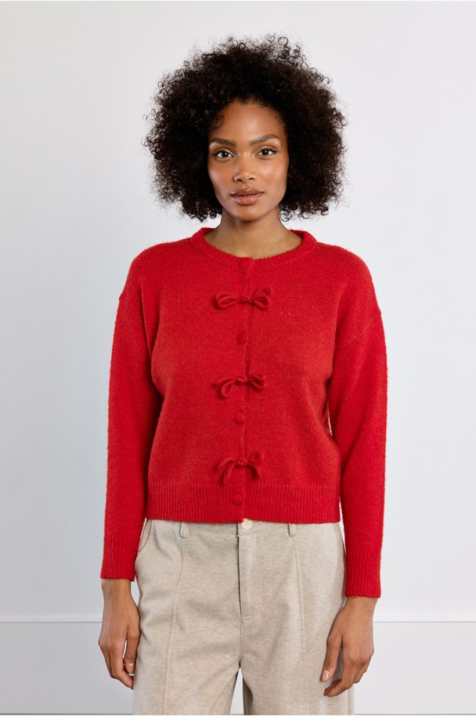 Cardigan uni, à nœuds