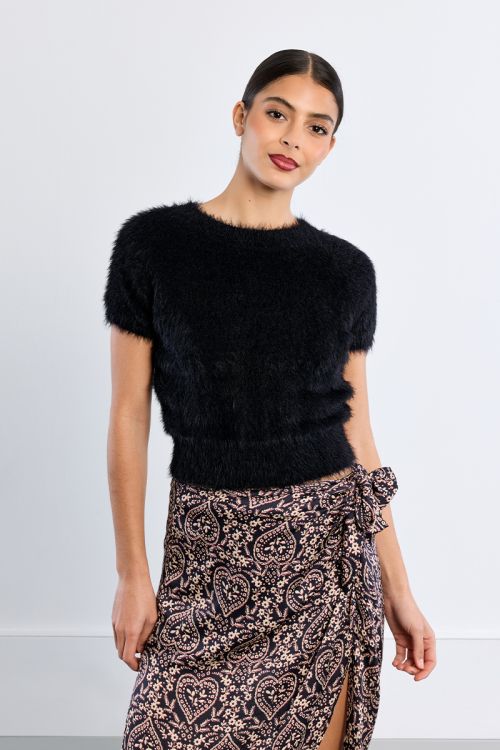 Pull manches courtes, duveteux