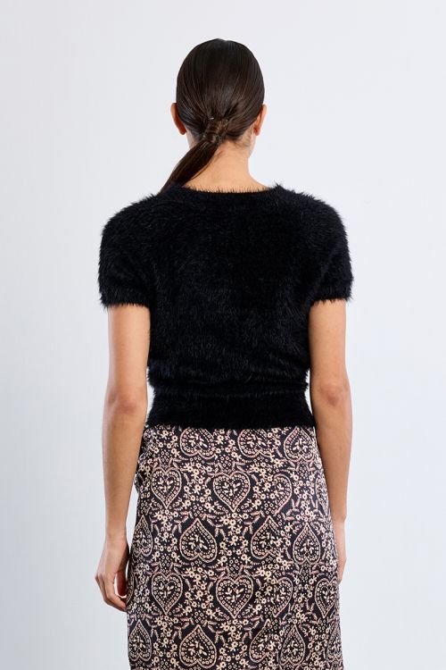 Pull manches courtes, duveteux