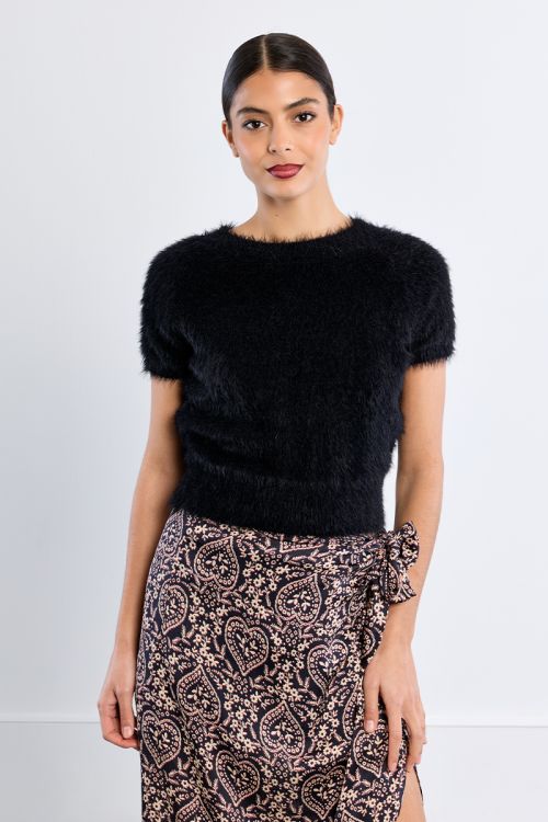 Pull manches courtes, duveteux