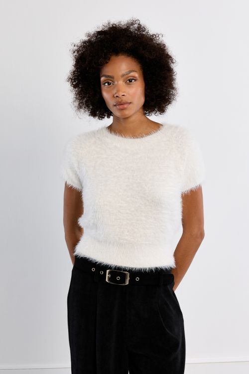 Short-sleeved sweater, fluffy