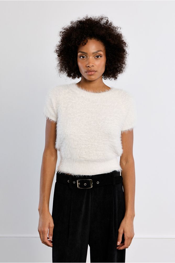 Short-sleeved sweater, fluffy