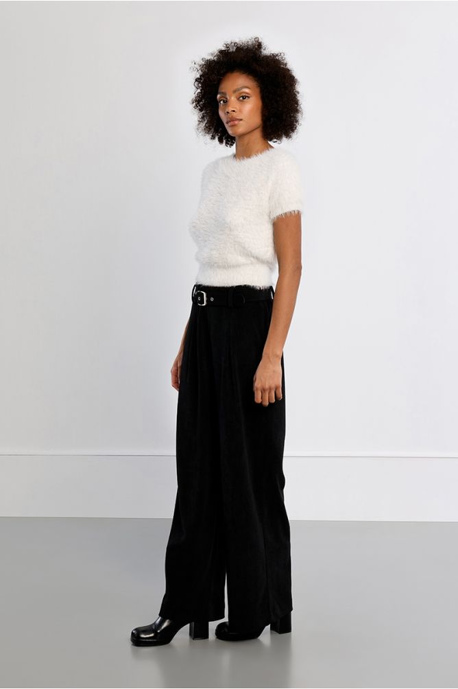 Pull manches courtes, duveteux