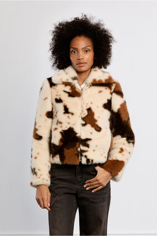 Veste en fausse fourrure, motif animal