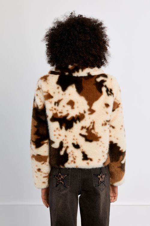 Faux fur jacket, animal pattern