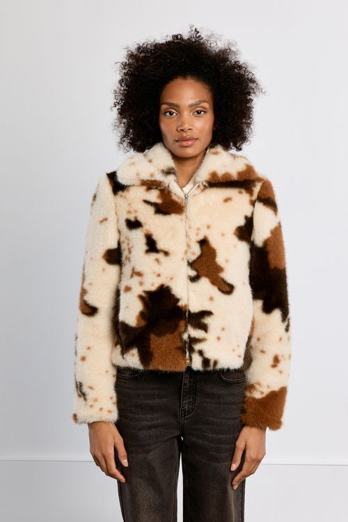Veste en fausse fourrure, motif animal