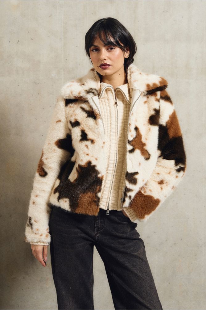 Chaqueta de peluche con estampado
