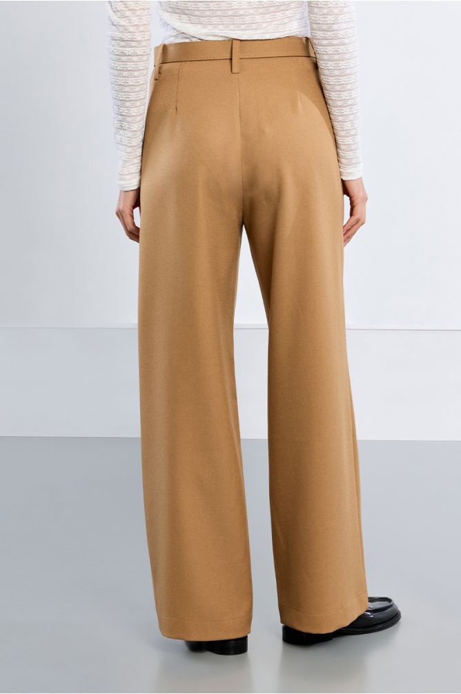 Pantalon taille haute à pinces, large