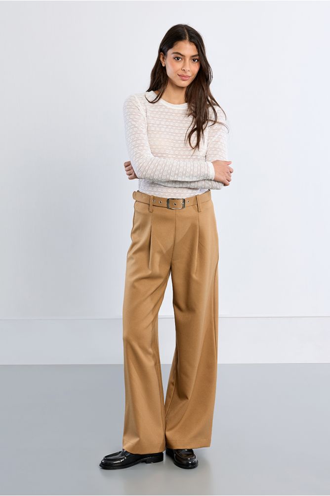 High-waisted pleated trousers, wide
