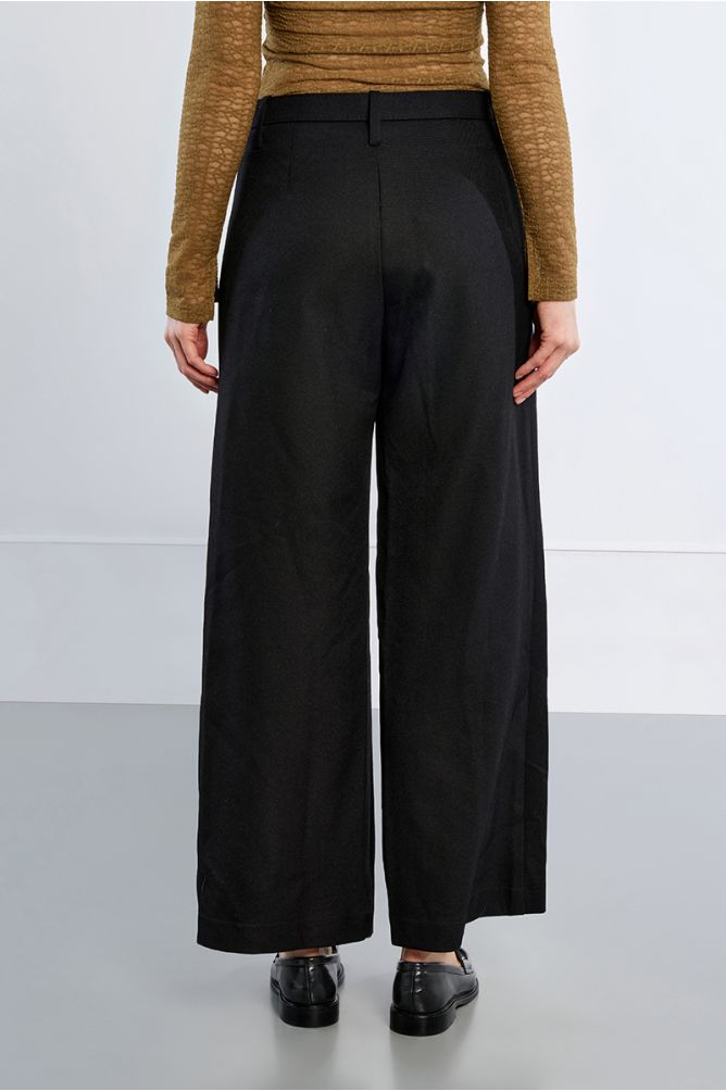 High-waisted pleated trousers, wide