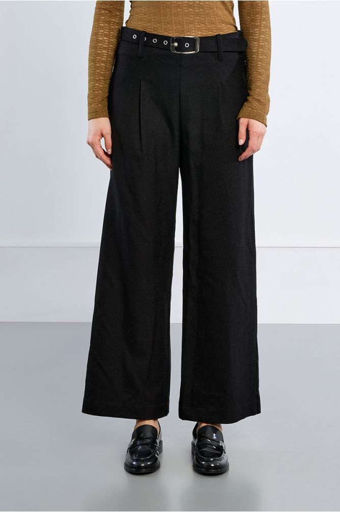 High-waisted pleated trousers, wide