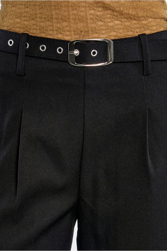 High-waisted pleated trousers, wide