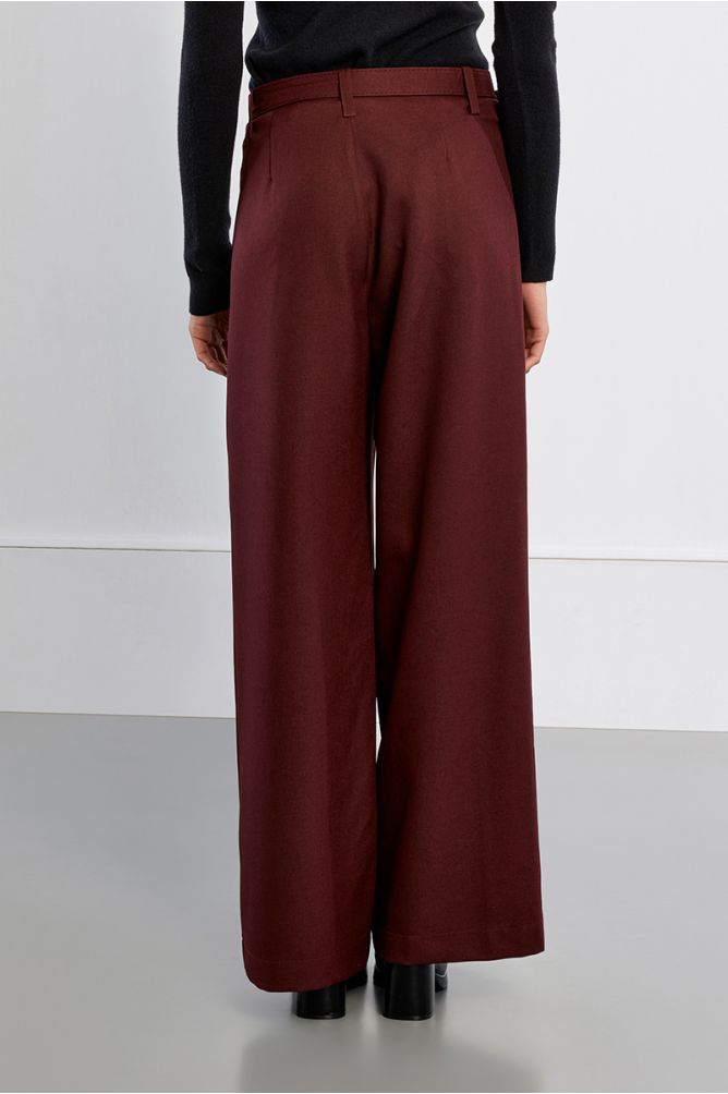 Pantalon taille haute à pinces, large
