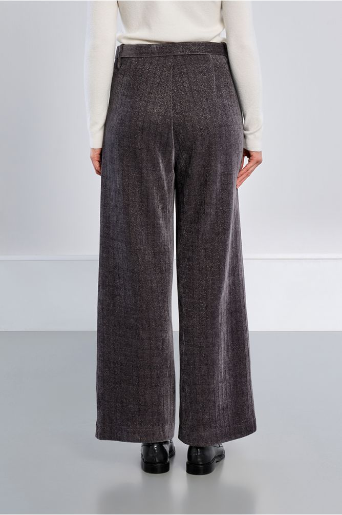 High-waisted pleated trousers, iridescent