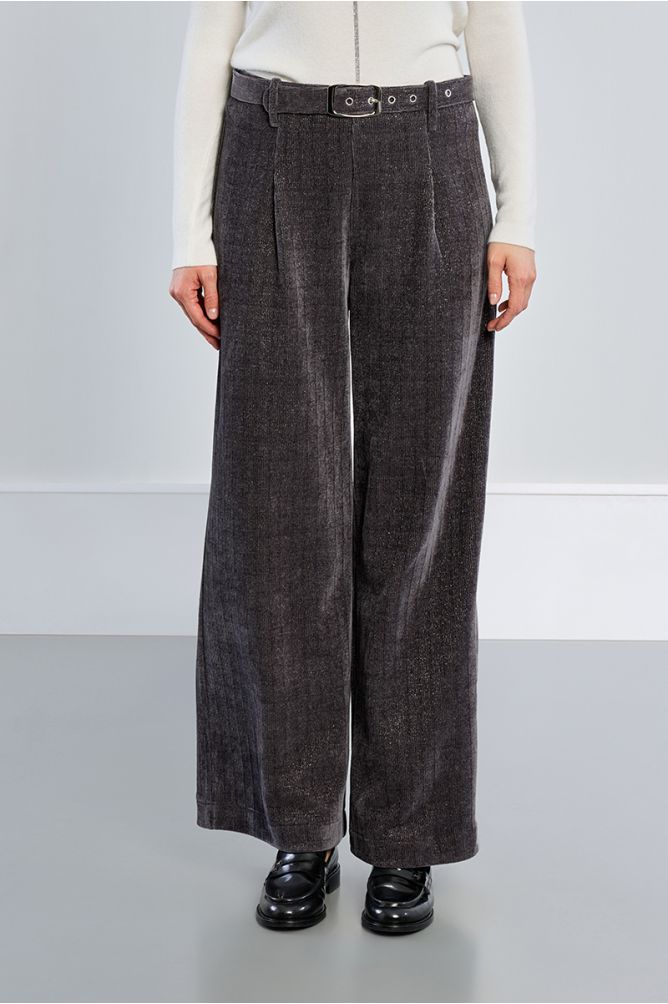 Pantalon taille haute à pinces, irisé