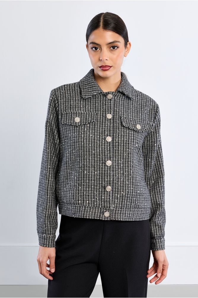 Giacca in tweed con strass - Lili Sidonio