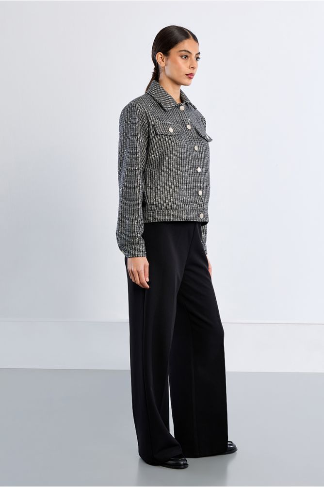 Veste en tweed, à strass