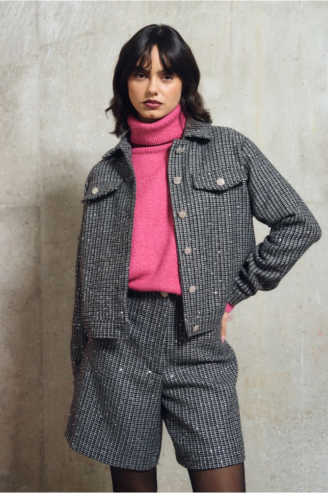 Veste en tweed, à strass
