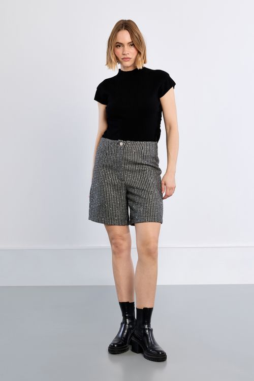 Bermuda en tweed, à strass