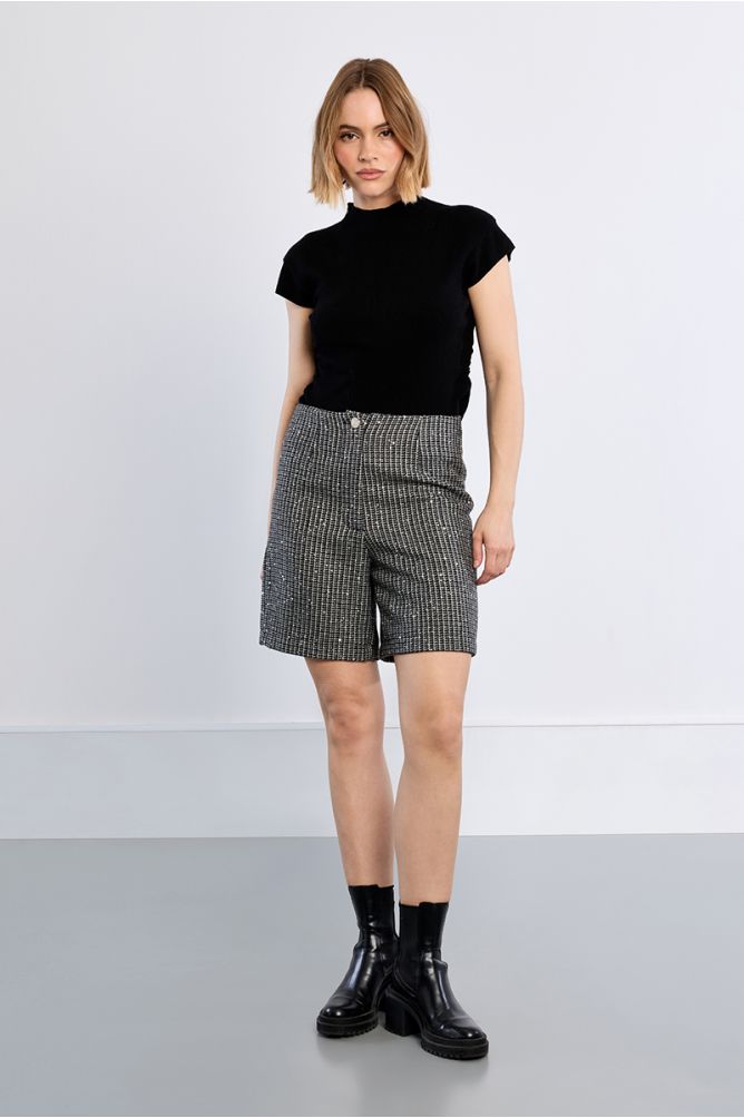 Bermuda recta en tejido tweed