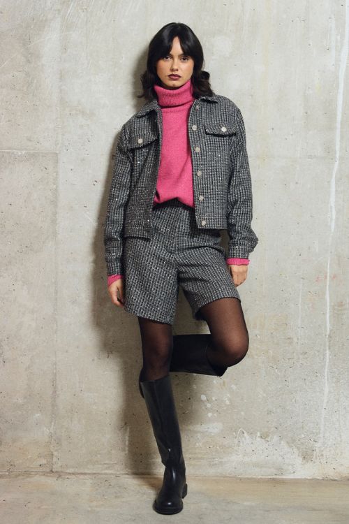 Bermuda en tweed, à strass