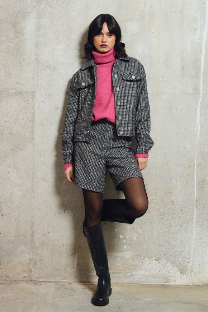 Bermuda recta en tejido tweed
