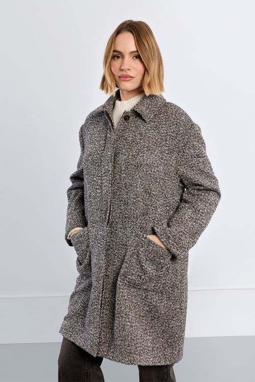 Grey midi coat, mottled