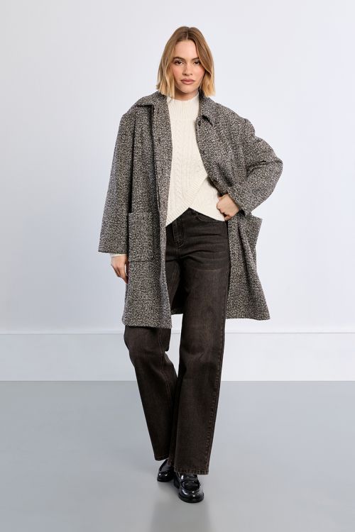 Grey midi coat, mottled