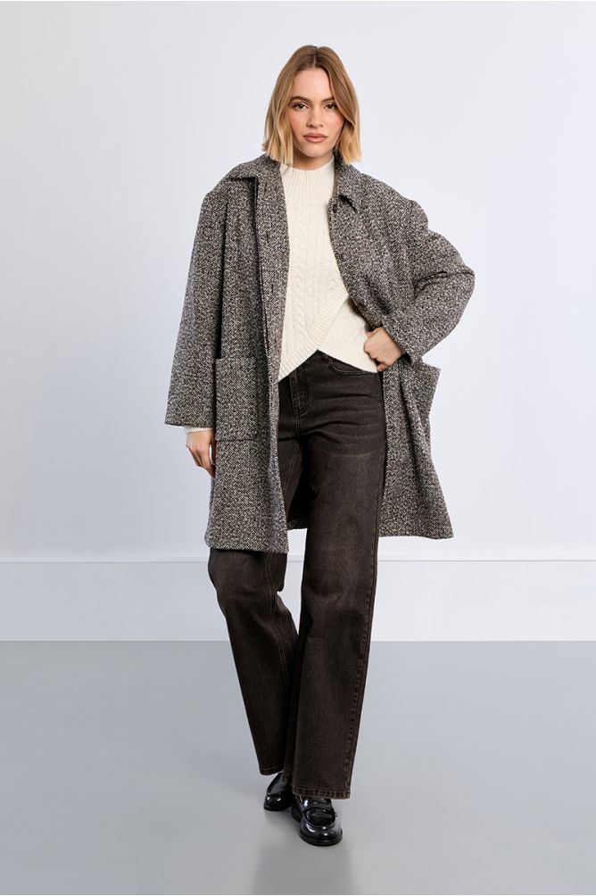 Grey midi coat, mottled