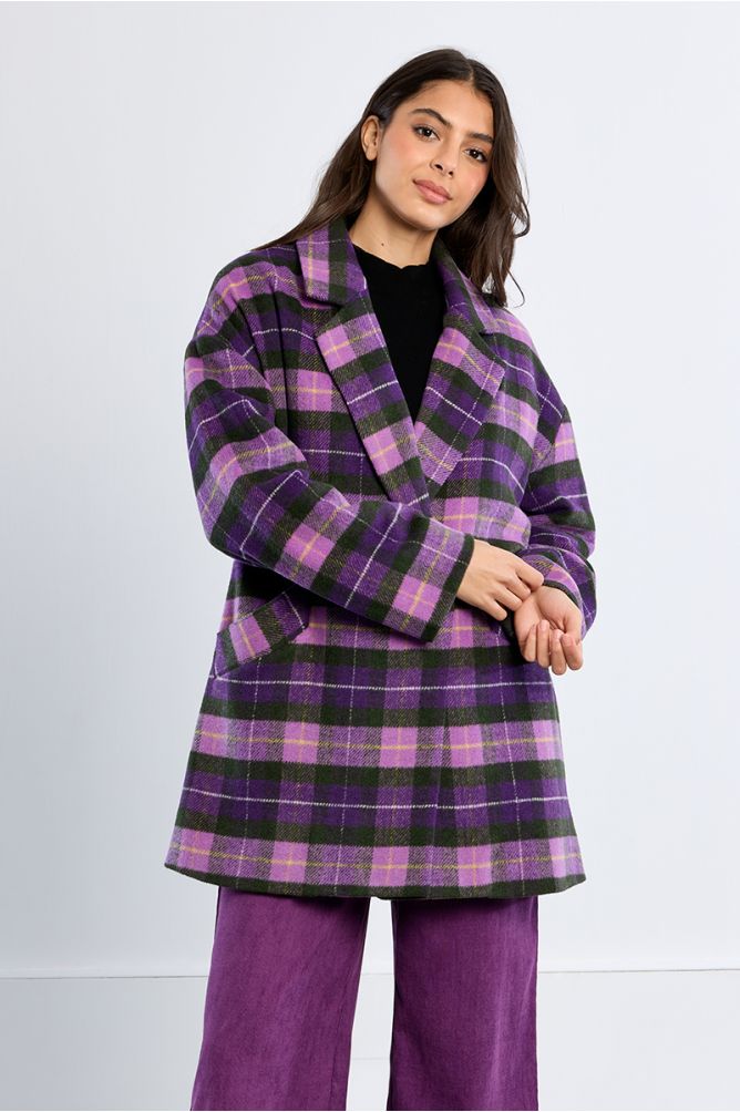 Midi coat, checked