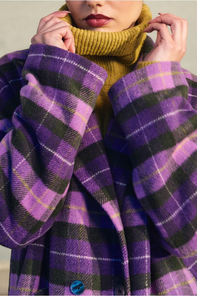 Midi coat, checked