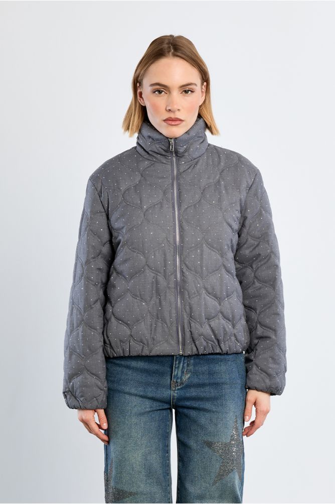 Quilted jacket, with rhinestones
