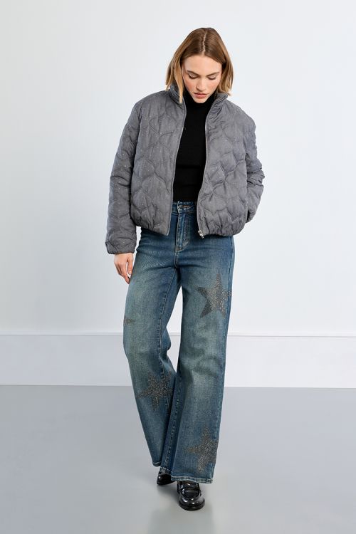 Quilted jacket, with rhinestones
