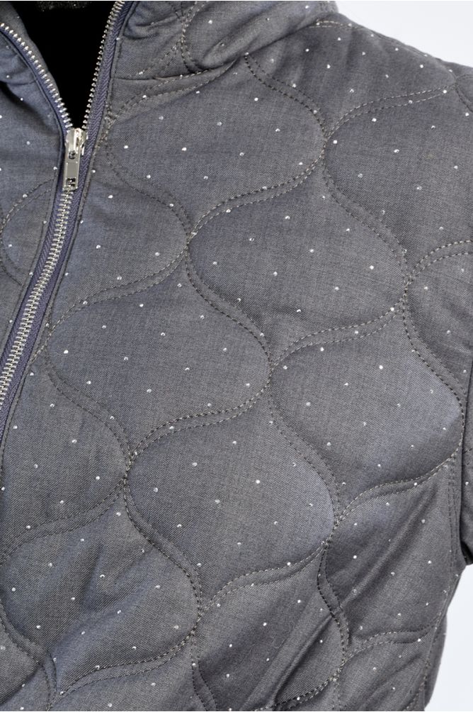 Quilted jacket, with rhinestones