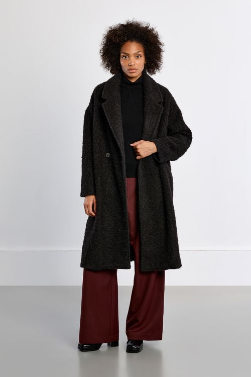Manteau maxi, en maille bouclette