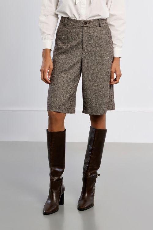 Tweed Bermuda shorts, high waist