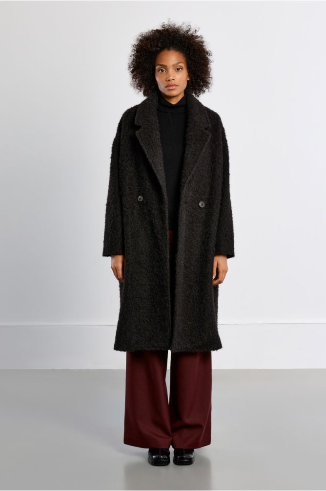 Maxi coat, in terry knit