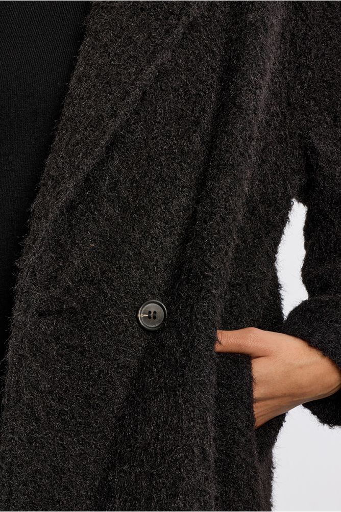 Manteau maxi, en maille bouclette