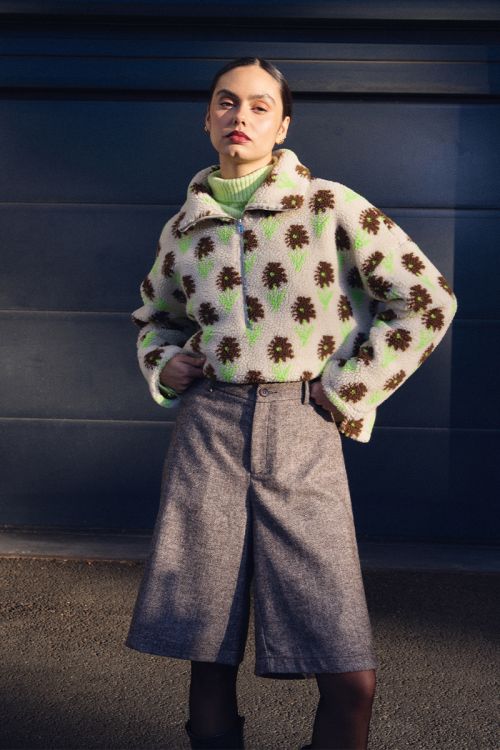 Bermuda en tweed, taille haute