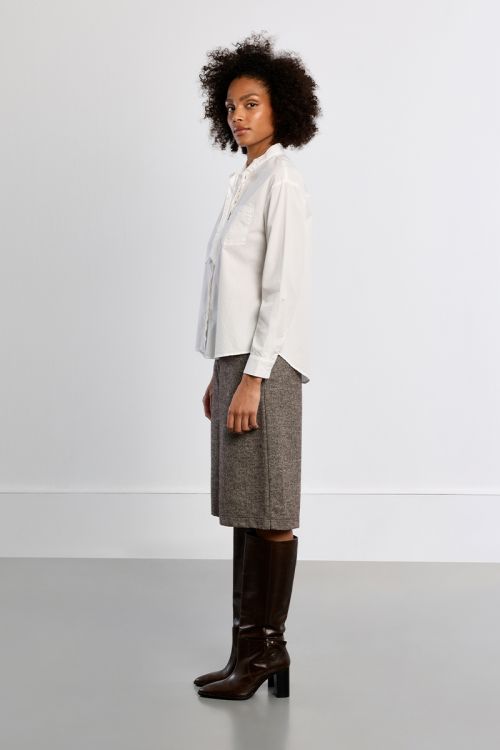 Chemise en popeline de coton, avec col à nouer