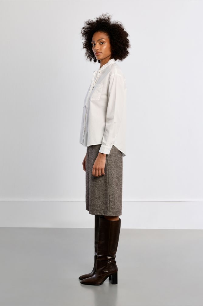 Cotton poplin shirt, with tie collar