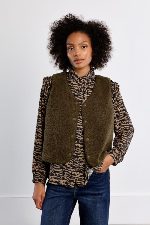 Sleeveless jacket, imitation sheepskin