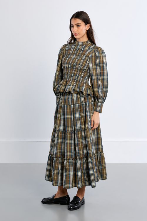 Cotton poplin blouse, checked
