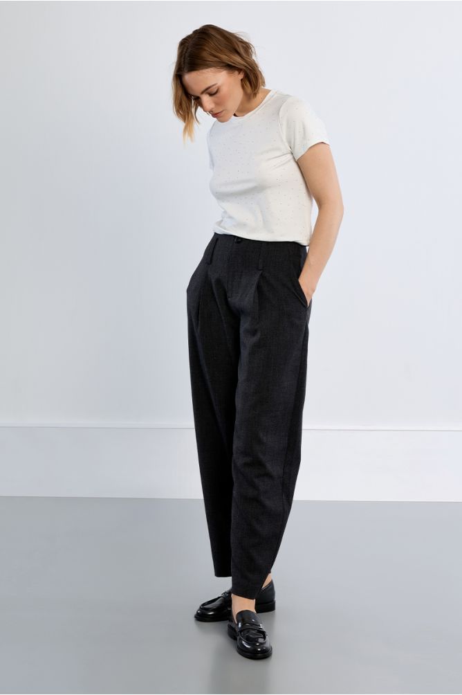 Pantalon barrel, à pinces