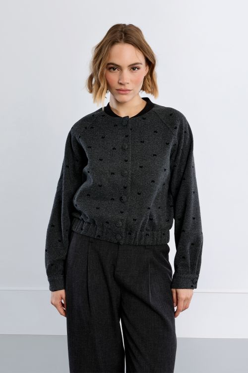 Striped bomber jacket, bow details