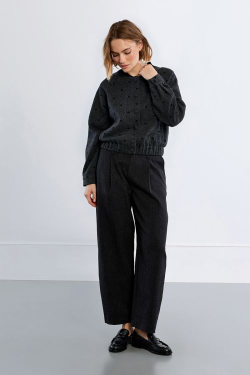 Striped bomber jacket, bow details