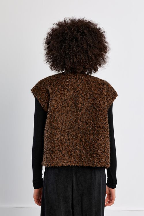 Veste sans manches oversize, en maille bouclette