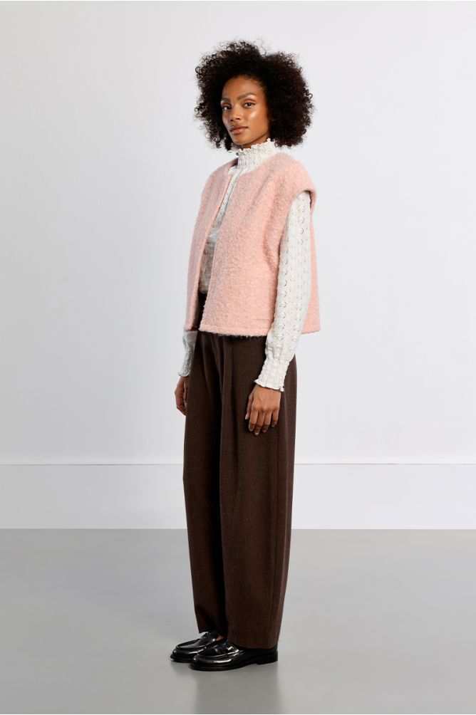 Veste sans manches oversize, en maille bouclette